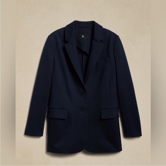 NWT! BANANA REPUBLIC NAVY RELAXED EVERYWHERE PONTE BLAZER - MULTIPLE💙 - Picture 4 of 8